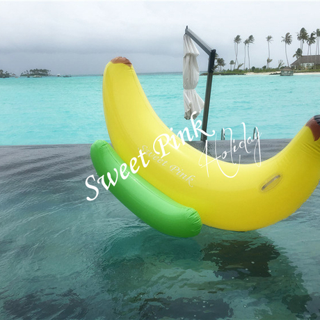 原创sweetpink李维嘉同款充气香蕉船香蕉坐骑浮床浮排游泳圈渡假