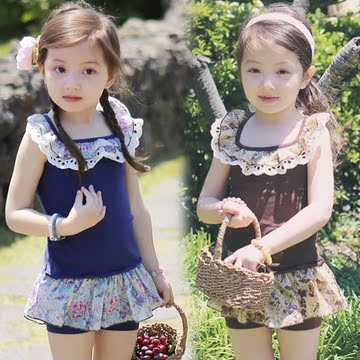 Baby summer 2015 Korea Edition new girls kids children vest dress pants suit TZ-2159