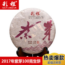 彩程茶叶 2016年紫芽小饼 普洱 茶 生茶 云南七子饼茶 100克