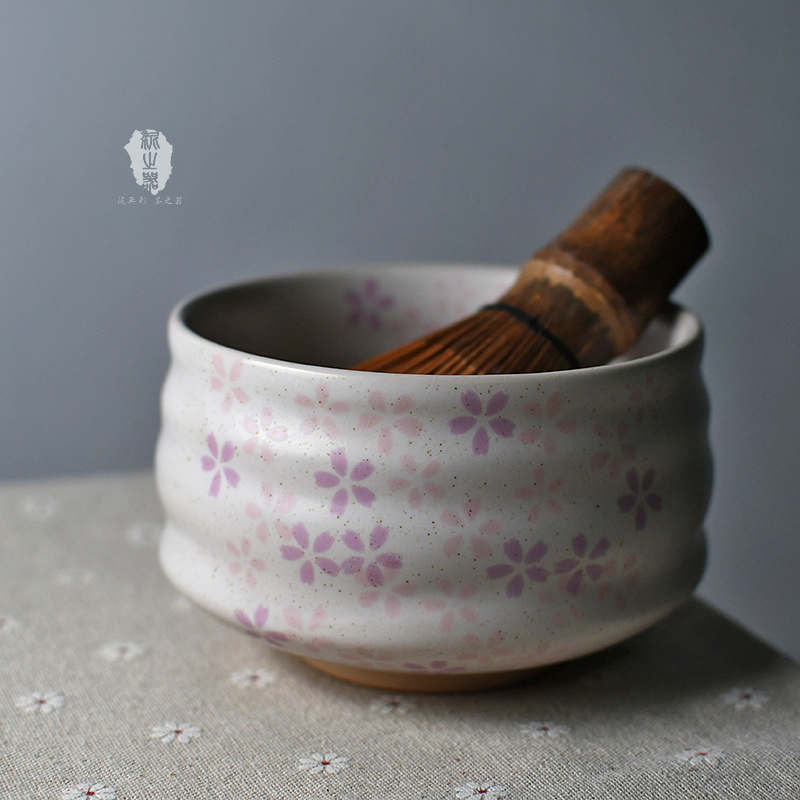 泥之器日式手绘抹茶碗陶瓷日本茶道粗陶复古茶具点茶碗建水茶器