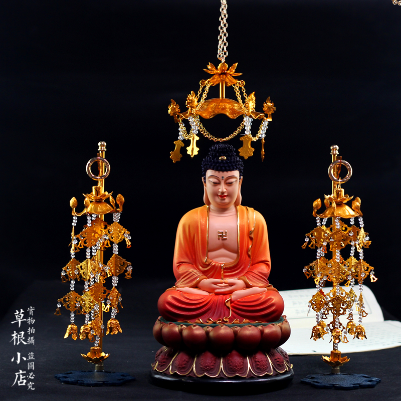 寺院供具日式东密庄严佛具立式鎏金璎珞带支架佛堂装饰品大中小-Taobao