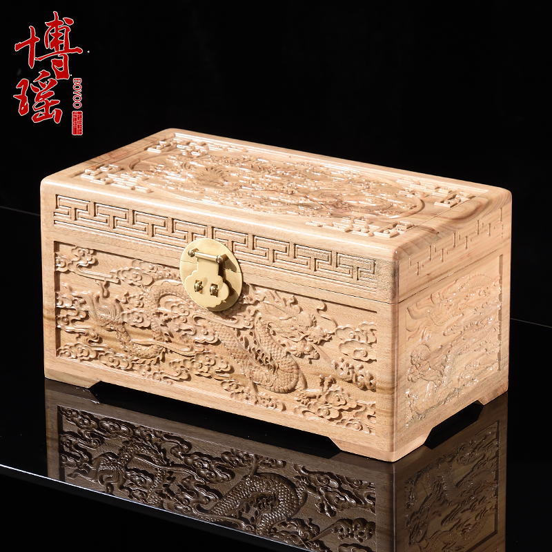 全手工雕刻樟木箱加厚满雕香樟木箱子字画箱婚嫁箱深雕实木结婚箱-Taobao