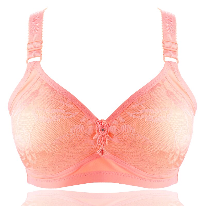 大码薄款无钢圈纯棉妈妈文胸罩透气纯棉胖人显胸小中老年人女内衣