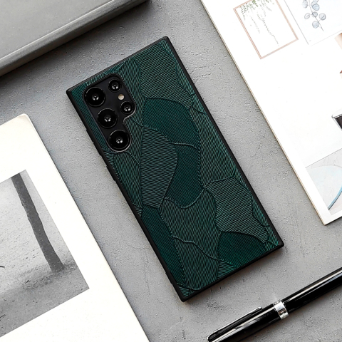 Embossed Pattern Genuine Leather S24, S24 Plus, S24 Ultra Samsung Phone Case