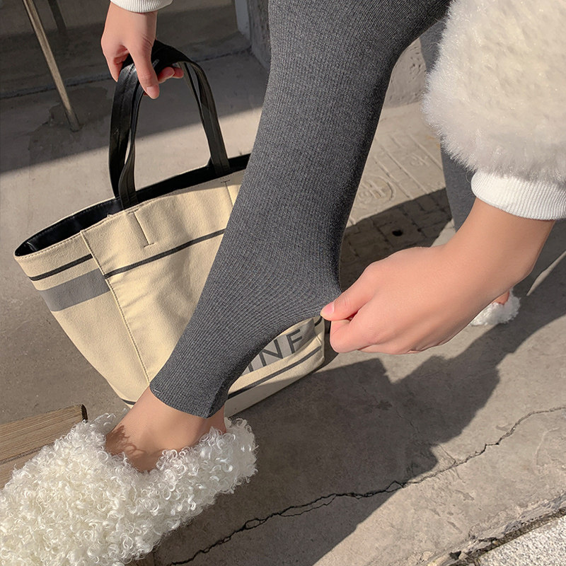 打底裤女外穿春秋款2020灰色薄款纯棉螺纹九分紧身裤显瘦高腰百搭