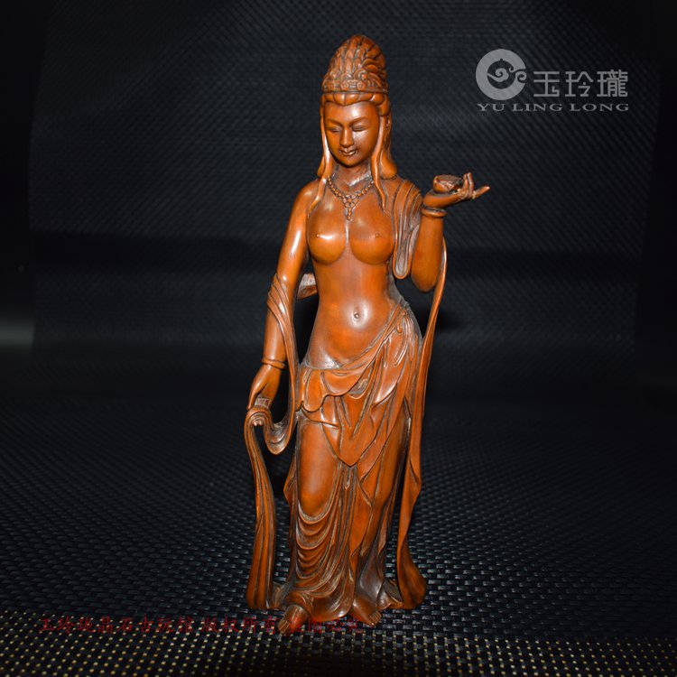 黄杨木雕刻美女裸女小摆件仿古木雕包浆老黄杨木人物古玩木器文玩-Taobao