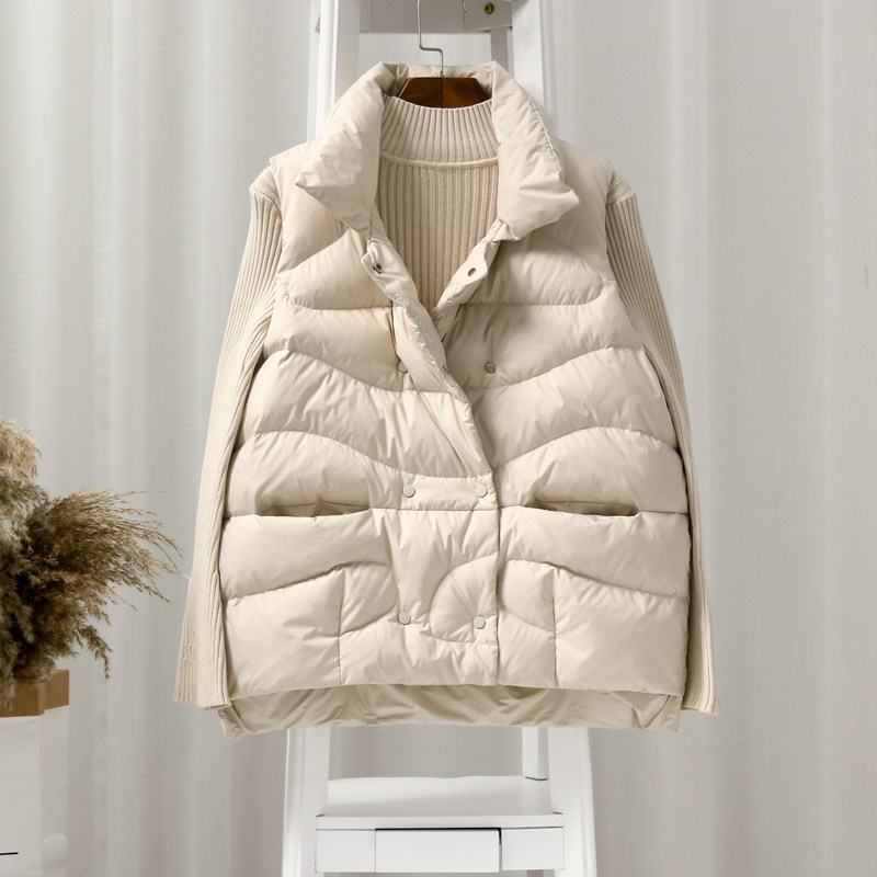 羽绒马甲女短款2021秋冬新款韩版宽松轻薄羽绒服背心坎肩马夹外套