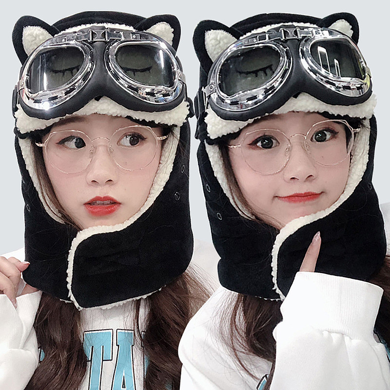 帽子女韩版冬天防风骑车加绒百搭保暖防寒可爱雷锋帽秋冬男潮棉帽