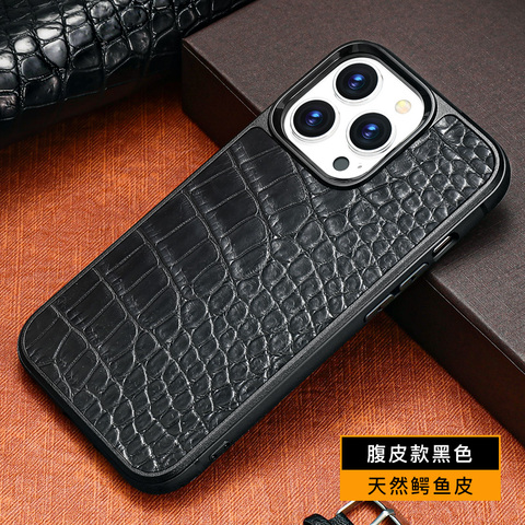 Crocodile Pattern Genuine Leather Luxury MagSafe 15, 14, 13, 12 iPhone Case