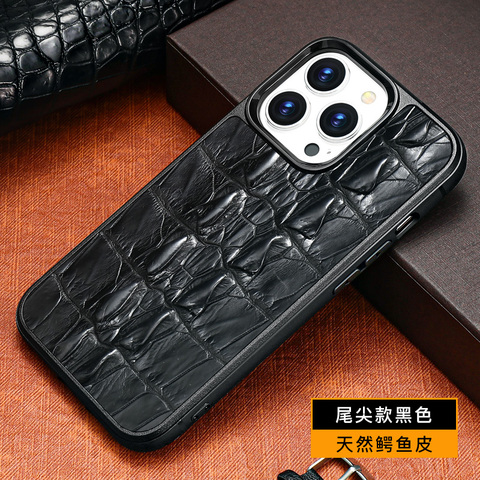 Crocodile Pattern Genuine Leather Luxury MagSafe 15, 14, 13, 12 iPhone Case