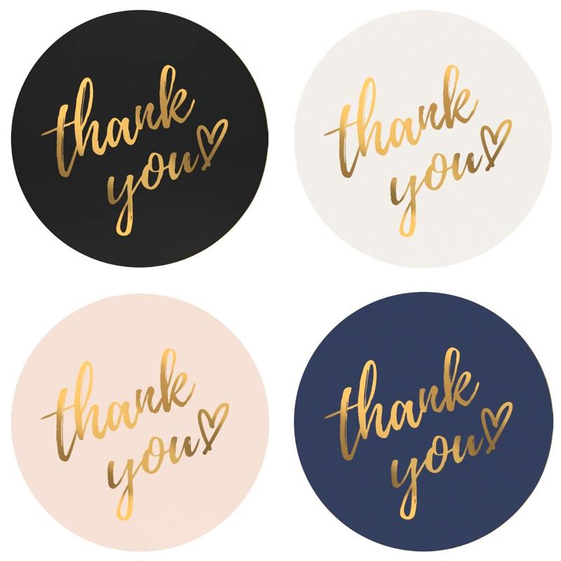 Bakeries 1inch 1000PCS Leaf Frame Self-Adhesive Thank You Labels with 4 Different Designs Small Business Thank You Stickers Roll Great for Wedding Handmade Goods 