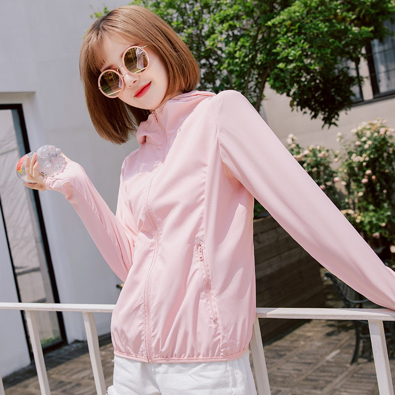 防晒衣女2021新款夏季短款长袖透气百搭防晒服薄款带帽冰丝外套潮