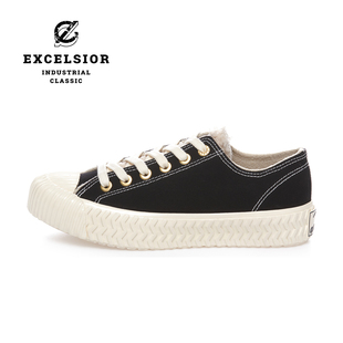 excelsior饼干鞋 新款秋冬女鞋加绒休闲鞋棕色板鞋厚底帆布鞋男