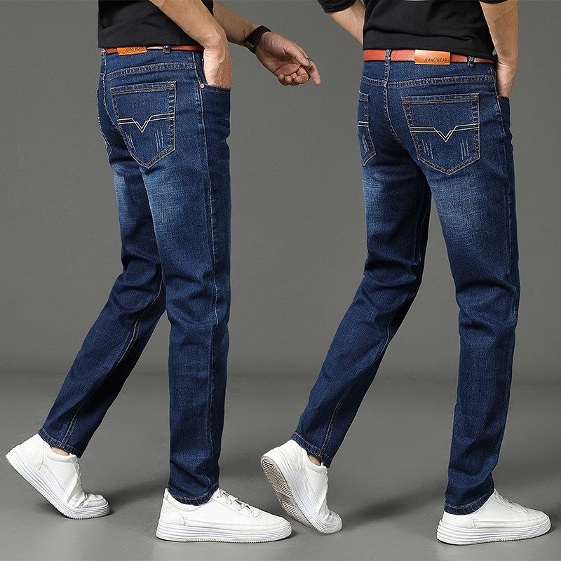 秋季男士弹力牛仔裤直筒宽松商务青年长裤子秋天大码耐磨休闲百搭