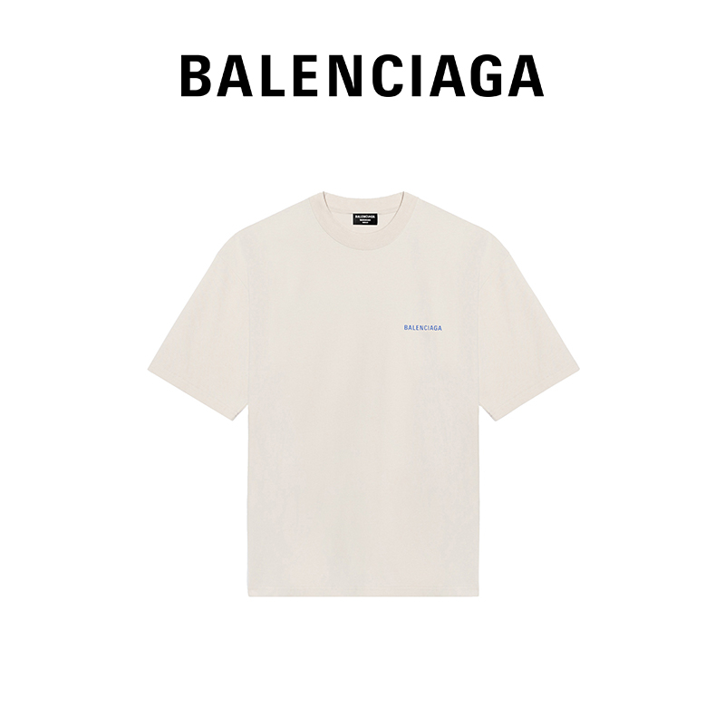 BALENCIAGA巴黎世家LOGO男士品牌標識設計簡約圓領T恤-Taobao