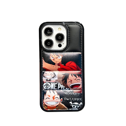 New One Piece Zorro Luffy Anime Puffy Puffer Down Jacket 15, 14, 13, 12 iPhone Case