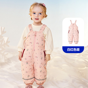 迷你巴拉巴拉儿童三防羽绒裤男童女童裤子冬季加厚保暖宝宝背带裤