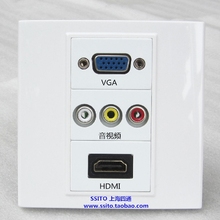 Аудио разъем 多媒体影音面板插座 音视频色差tv电视背景墙插 电脑电视连投影插 Shanghai four/way