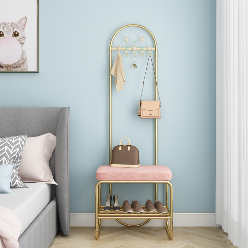 入户迷你穿鞋换鞋凳挂衣架一体落地客厅网红衣帽架卧室家用门口