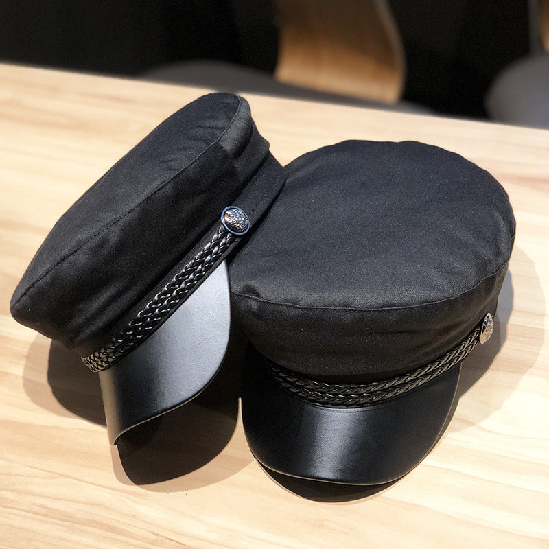 春秋季平顶鸭舌帽海军帽子女韩版潮休闲时尚百搭贝雷帽日系报童帽