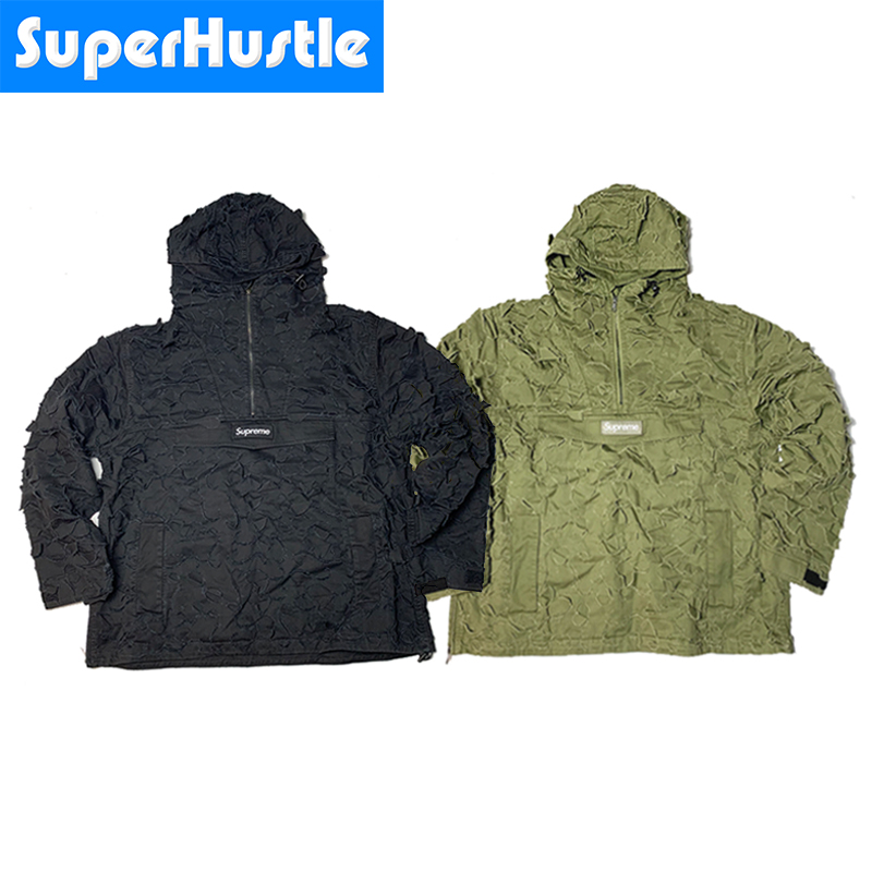 现货22FW Supreme Griffin Anorak 半拉链破坏Boro风格夹克外套