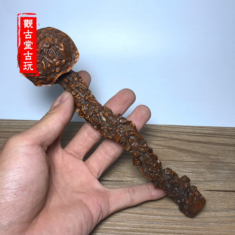 古玩杂项老黄杨木雕刻摆件滚绣球狮子一对收藏佳品-Taobao