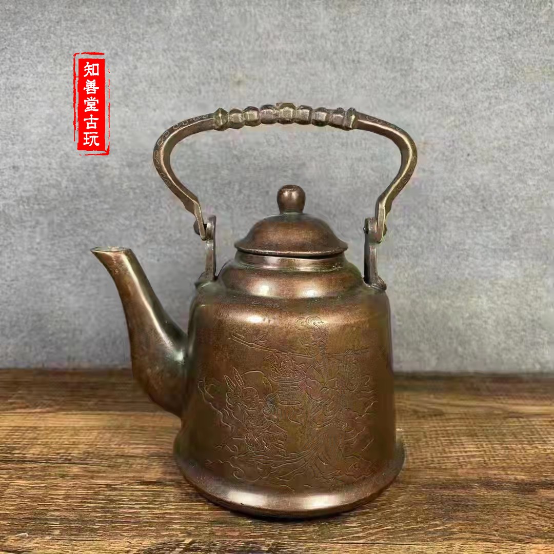 古玩老物件老银喜上眉梢银茶壶精工打造银壶足银壶古董收藏摆件-Taobao