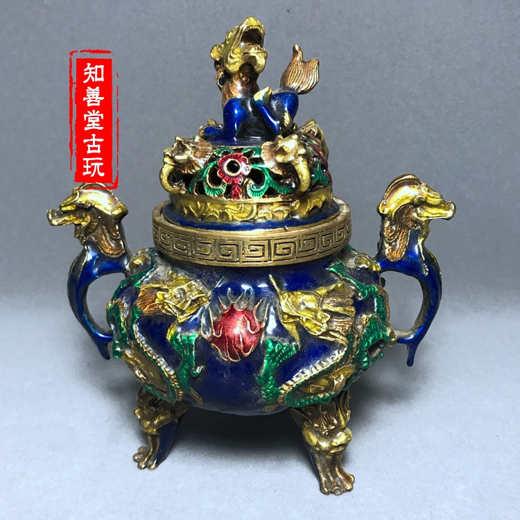 特价仿古纯铜大号镂空龙凤花瓶摆件一对家居装饰礼品古玩铜器收藏- Taobao