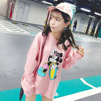 iFashion韩版米老鼠粉红色套头女2016秋季新款运动卫衣套装女潮