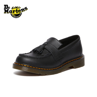 Dr.Martens马丁博士Adrian Y新款舒适百搭休闲通勤黑色皮鞋乐福鞋