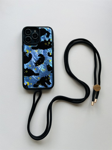 Ssself For Girls Black And Blue Cat High Quality Premium 15, 14, 13, 12, 11 iPhone Case
