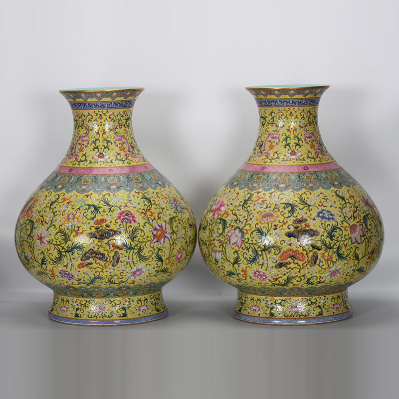 大清乾隆粉彩百马图双耳瓶仿古瓷器古董古玩老货收藏品- Taobao
