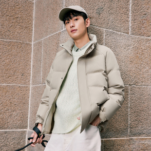 雪中飞2025冬新款男士短款立领纯色简约羽绒服休闲时尚保暖舒适S