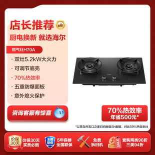[超省气]海尔厨房家用燃气灶煤气灶台式嵌入双灶台天然气灶具H70A