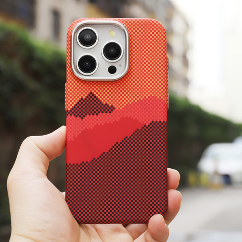 Alpine Mountain Carbon Fiber Pattern MagSafe Matte Slim Fit 15, 14, 13, 12 Phone Case