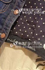 детская куртка babygap专柜正品代购女宝公主领软料牛仔双层内衬波点外套原价279