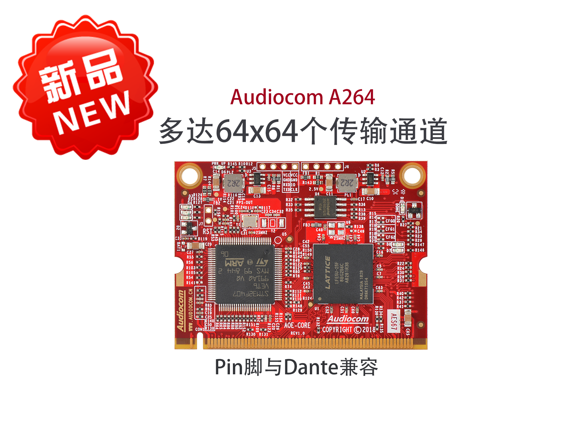 Audiocom Dante AES67 音频网络传输接口模块32X32 A203-Taobao