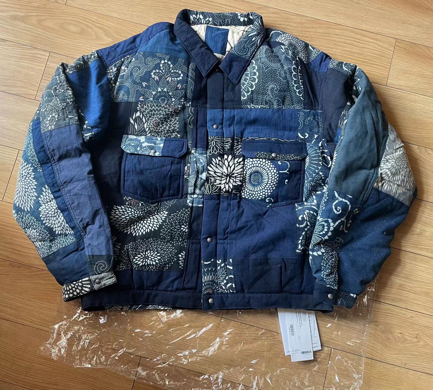 现货】 VISIVM KOFU ICT KERCHIEF DOWN JKT 蓝染古布羽绒夹克-Taobao