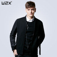 W2X羊毛修身潮流韩版短款夹克 2017春季新款青年男士休闲上衣外套