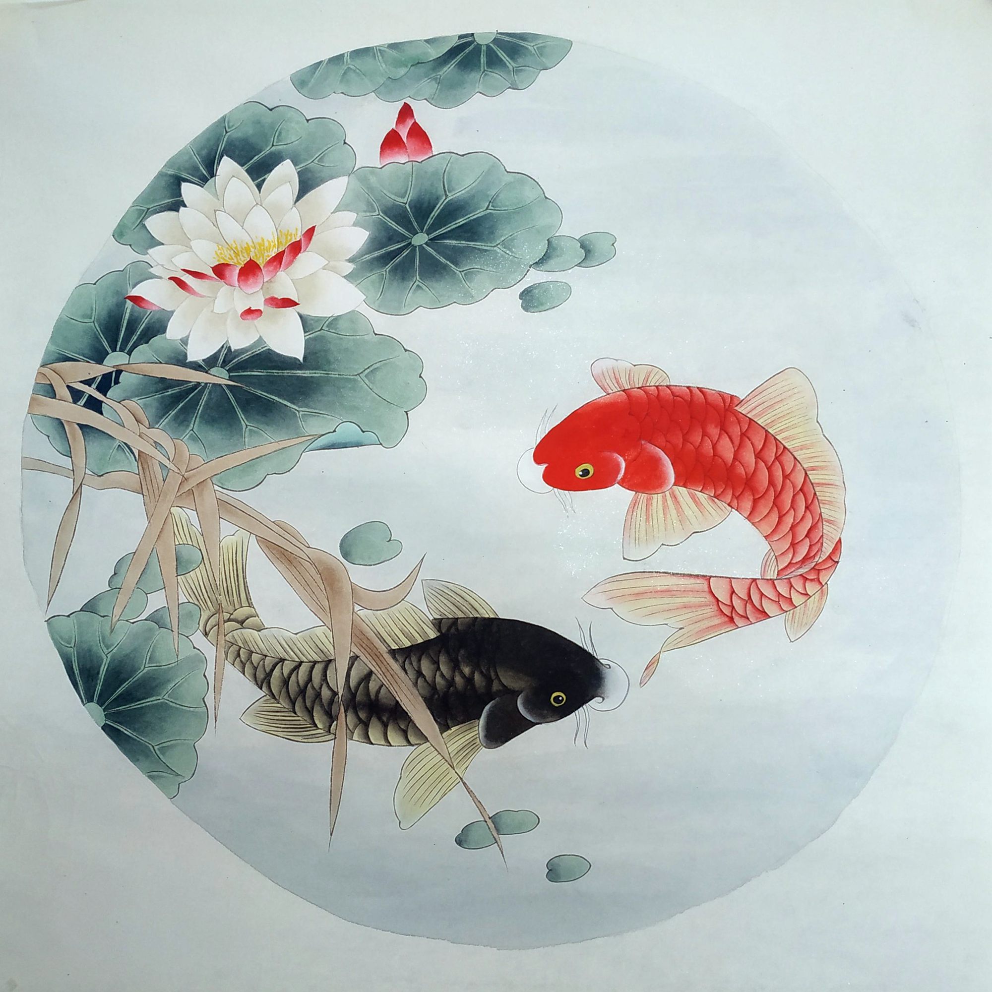 国画花鸟画小写意画圆形扇面四尺斗方纯手绘画芯未装裱无款装饰画-Taobao