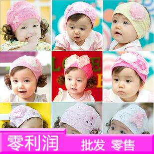 包邮 宝宝女童假发儿童发饰 头饰兔子蝴蝶结蕾丝头…高清图片