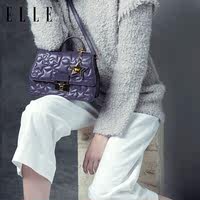 2016年秋ELLE车花小羊皮手提单肩斜挎女包E16F1162077BK/PP
