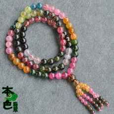 Украшения на руку 仅此一条！特价正品多彩天然碧玺女士手链三圈手串6.5mm/150111