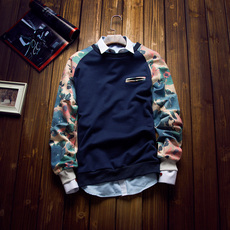 Толстовка 香港代购zara春装新款男装韩版圆领套头外套拼接修身运动卫衣男潮