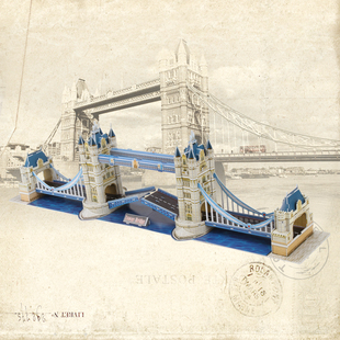 乐立方立体纸模纸板diy建筑拼图 英国伦敦双子桥模型 mc066h