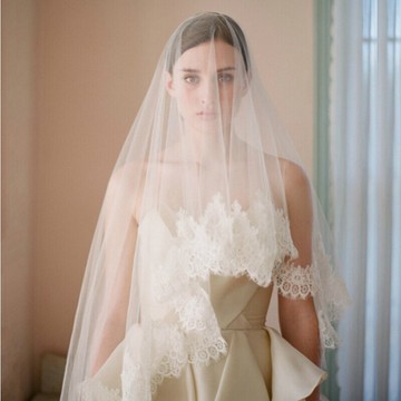 New Korean style retro bride bone width lace wedding Bridal Veil High-end luxury Eyelash yarn
