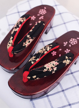 【38包邮】日系和风复古樱花少女和服木屐鞋/软妹樱花拖鞋/凉鞋