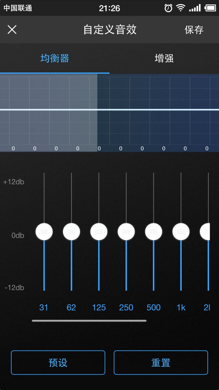 播放器的均衡器调节,需要用户自己把控强弱程度进行调节,酷狗音乐8