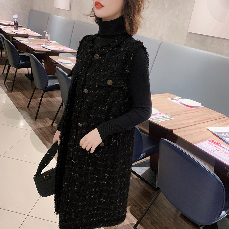 2021秋季新款小香风马甲女春秋外搭中长款马夹背心外套外穿坎肩潮