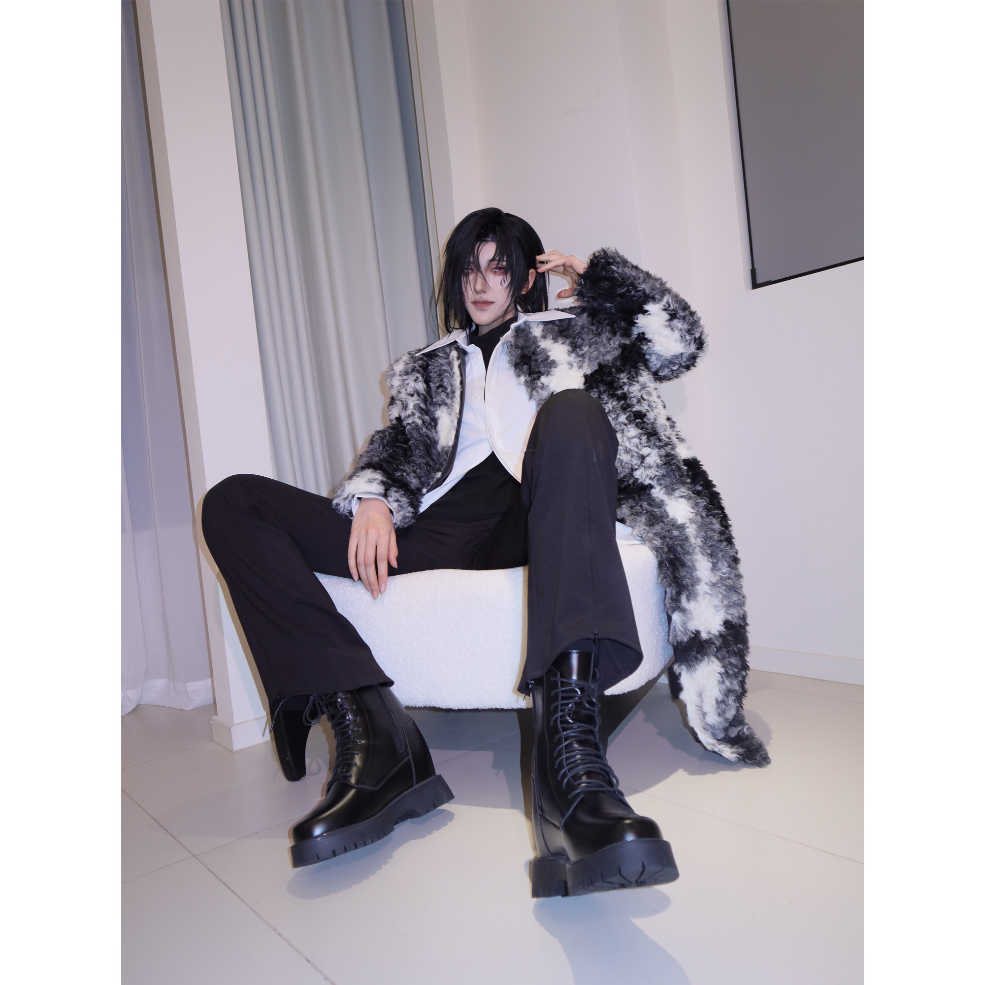 15cm 棕色红底皮鞋～末日小豆子cosplay 隐形增高皮鞋-淘宝网